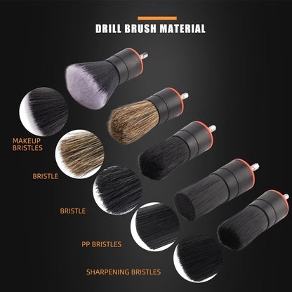 SPTA Drill Brush Attachment, 5 Pcs Mixed Hair Drill Brush Head Set, Auto Detail Set, Replacement Car Detail for Cleaning Interior or Exterior, Used on Electric, Electric Driver