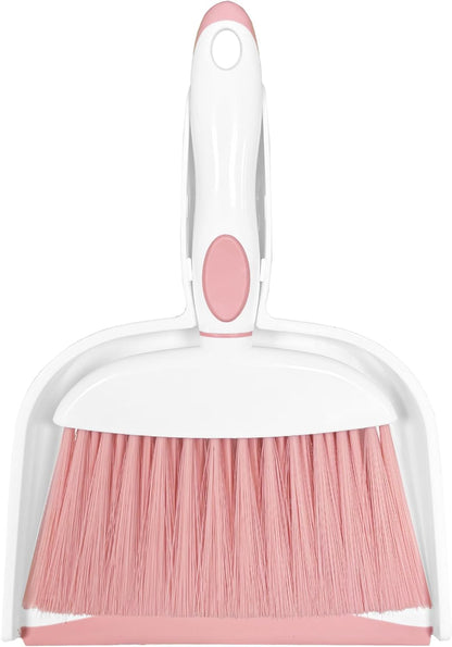Mini Broom and Dustpan Set Small Broom with Dustpan Combo Set Portable Cleaning Tools for Home Office RV Learning Camping (White+Grey)