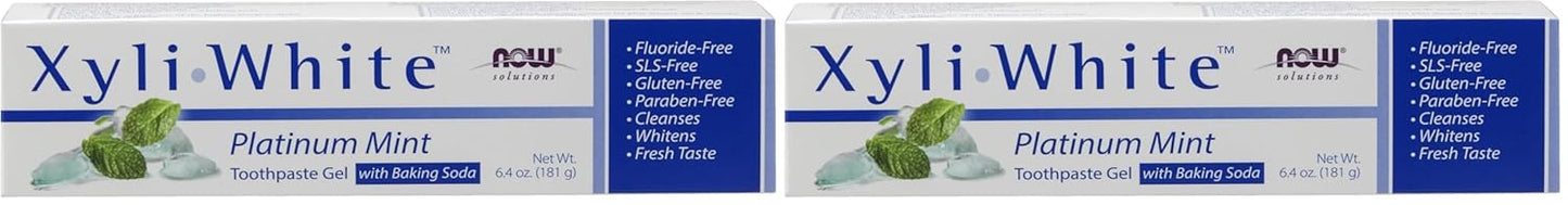 NOW Solutions, Xyliwhite™ Toothpaste Gel, Platinum Mint, Cleanses and Whitens, Fresh Taste, 6.4-Ounce