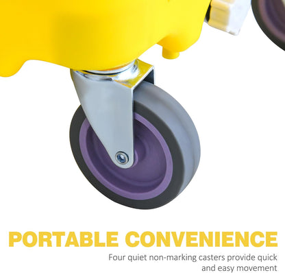 HOMCOM Mop Bucket Cart with 34 Quart Capacity, Side Press Wringer and Metal Handle, Yellow