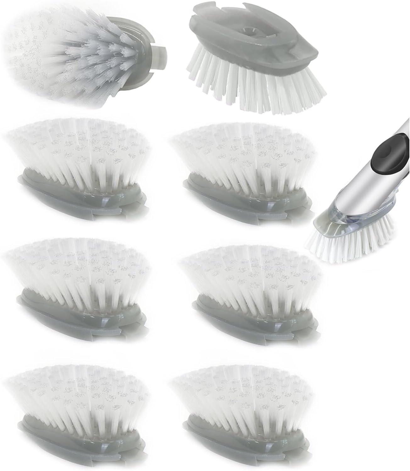 Brush Refills for OXO Dish Brush - 4 Pack Dish Brush Cleaning Soap Dispensing Head Replacement for Scrubber(Grey)