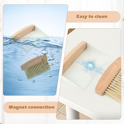 Mini Dustpan and Brush Set,Small Beechwood Dust Pan and Brush Set,Portable Cleaning Broom with Dustpan Combo Set with Natural Sisal