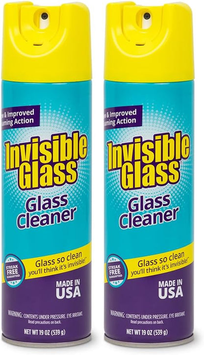 Invisible Glass 91160 Premium Aerosol Glass and Window Foaming Cleaner Spray – Cleans Glass, Windows, Mirrors, Shower Doors, and More – Streak-Free, Ammonia-Free, Tint-Safe – 19 oz