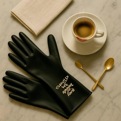 We Glove It™ Chic Black Dishwashing Gloves – Stylish, Reusable & Fun Gift with Flirty Sayings for Kitchen Cleaning