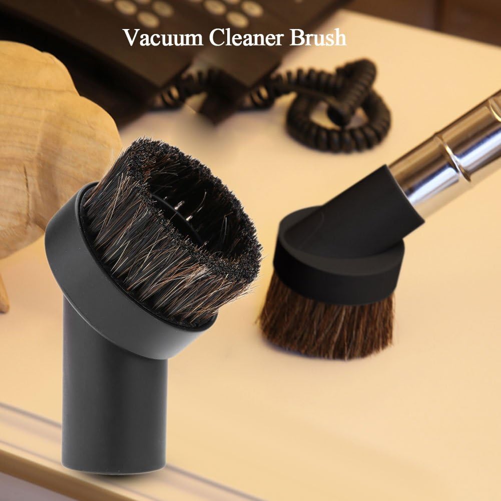 Delaman 32mm Round Dust Brush, 1.25" Small Round Vacuum Cleaner Accessory Vacuum Attachment for Cleaning Vacuum Blinds Hard Small Spaces Soft Bristle