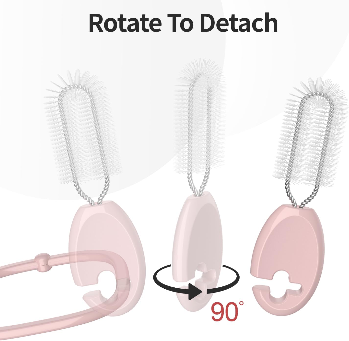 4in1 Straw Cleaner Brush Set, Standing Cleaning Brush Set Includes 7mm &10mm Straw Brushes, Cup Lid Brush, Crevice Brush, for Wide and Narrow Straws, Water Bottles, Cups and Lids, Pink