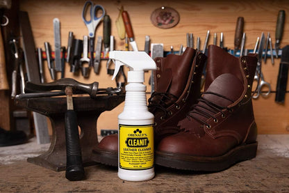 Obenauf's Cleanit Leather Cleaner - Natural Plant Oil Leather Cleaner for Boots, Furniture and Car Interior - Safe and Gentle Non-Detergent Oil Liquid Soap - Ready-to-use 8oz Spray Bottle