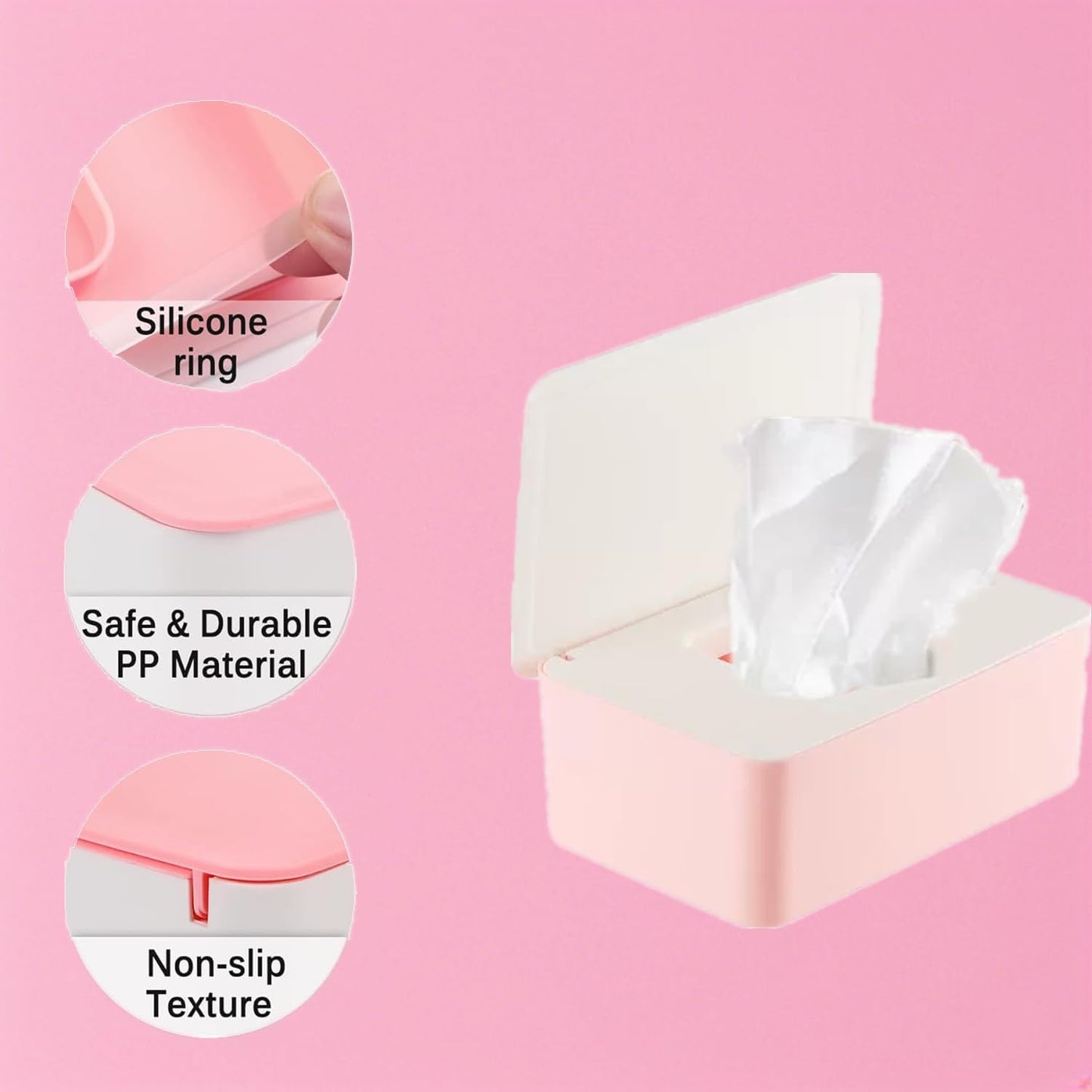 Wipe Dispenser White,Reusable Flushable Wipe Holder Set with 2Pcs Refillable Portable Wipe Bag for Baby Adult Bathroom,Wipe Container with Lids Keeps Wipes Fresh,Baby Shower New Mom Gifts