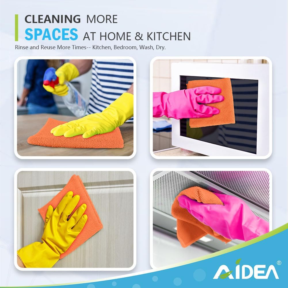 AIDEA Microfiber Cleaning Cloth-50PK, Soft Microfiber Towels for Cars, Absorbent Cleaning Rags, Lint-Free Streak-Free Wash Cloths for House, Kitchen, Window(12in.x12in)