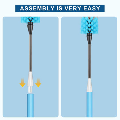 Bottle Brush 15-inch Long Bottle Brush, Kitchen Brush Set with Straw Cleaner and Cup Lid Cleaning Brush. Bottle Brushes Suitable for Water Bottles, Cups, Glasses, Baby Bottles (3, Blue)