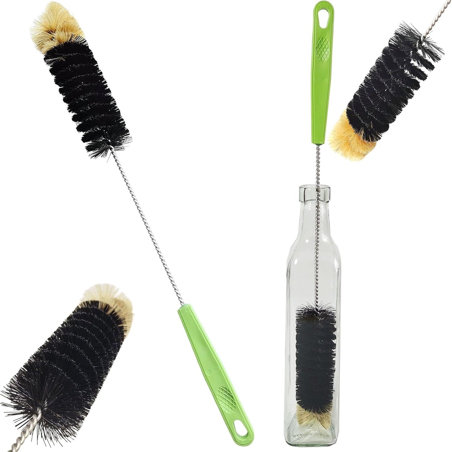 2 Pack 16" Bottle Brush, Dokpod Long Handle Cleaning Brushes for Long Narrow Neck Bottle Cleaning Water Beer Wine Sports Bottle Thermos Flask Bottles Cleaning Hummingbird Feeder Vase Cleaning Brushes