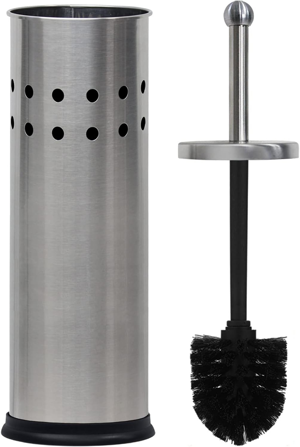 Blue Donuts Toilet Brush with Stainless Steel Holder, Toilet Bowl Cleaner Brush and Holder, Cleaning Brush Holder, Chrome