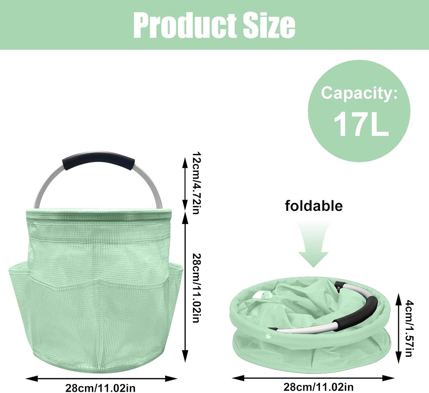 Qivine 17L Cleaning Caddy with Handle, Cleaning Supply Caddy Foldable Tool Bag Cleaning Products Organizers Portable Cleaning Bucket Organiser for Storing Towels(Blue)