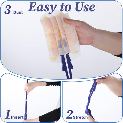 2 Pcs Replacement Handles Compatible with Swiffer Duster Extended Handle, 3 Ft Long Handle Duster Handle, Adjustable Telescopic Length for Home Cleaning