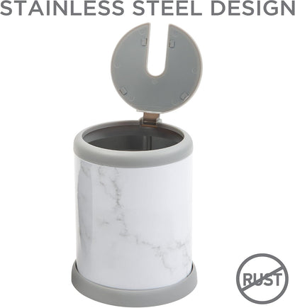Bath Bliss Toilet Brush and Holder | Self Closing Lid | 360 Degree Brush Head | Bathroom Cleaning | Compact Size | Storage and Organization | Stainless Steel