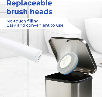 Disposable Toilet Cleaning Brush Kit with 48 Refill Heads, Long Handle Deep Clean Toilet Brush, All in One Bathroom Toilet Cleaner System for Household Apartment Daily Bathroom Cleaning