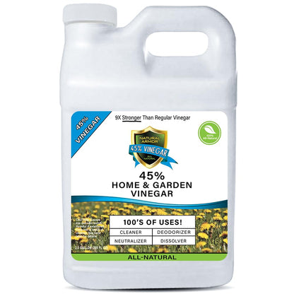 Natural Armor 45% Vinegar Industrial Strength Concentrate - Extra Strength - 9X Stronger Than Regular Vinegar (128 Oz Gallon)