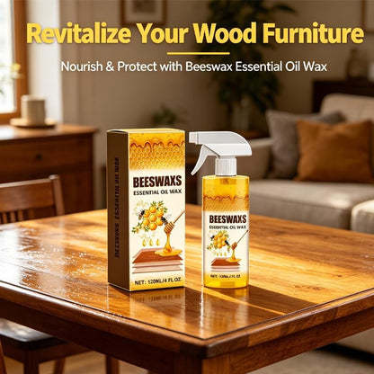 Beeswax Spray for Wood, Bees Wax Furniture Polish and Cleaner with Sponge and Towel, Natural Beeswax Cleaner for Furniture Floors Cabinets, Wood Care for Shine and Protection (4oz 1pc)
