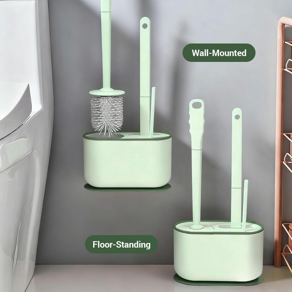 Toilet Brush Set, Bathroom Accessories, Toilet Bowl Cleaners, Deep Cleansing Multifunctional Hanging Toilet Brush Set for Bathroom(Cherry Blossom Pink)