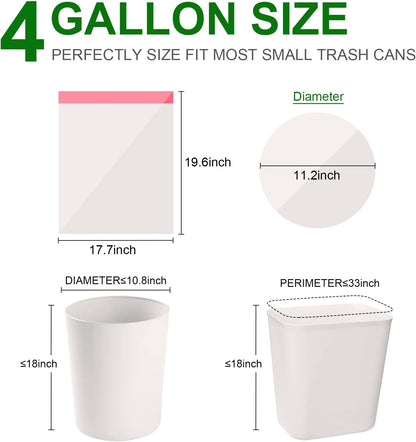 Magesh 4 Gallon Trash Bag Strong, Leakage-Free, Small Garbage Bags Unscented Thick for Bathroom, Office, Kitchen Small Trash Can, 15L, 105 Bags, Clear