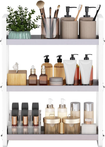 HNRLOY Bathroom Counter Organizer,Bathroom Countertop Organizer,Counter Shelf,Countertop Storage,Organization and Storage,Makeup Shelf,Sink Caddy(Brown 3 Tier)