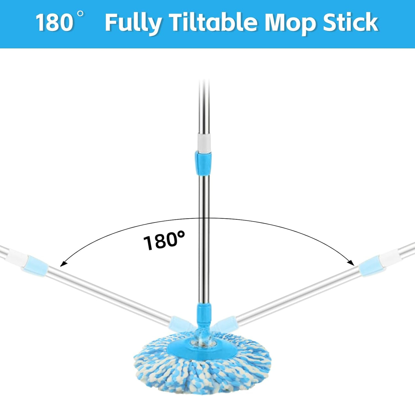 Spin Mop Replacement Handle, 47.6-inch 360 Degrees Rotating Telescopic Replacement Mop Stick with a Robust Stainless Steel Disc for Spin Mop Bucket Cleaning System (Stainless Steel Disc,Purple)