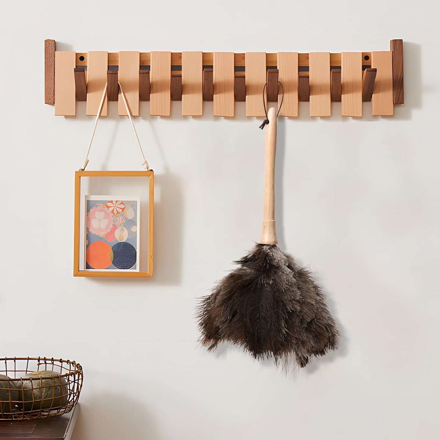 Natural Ostrich Feather Duster 14.9 inch Fluffy Mini Dusters with Plastic Handheld for Cleaning Car Keyboard Office 1 Pcs