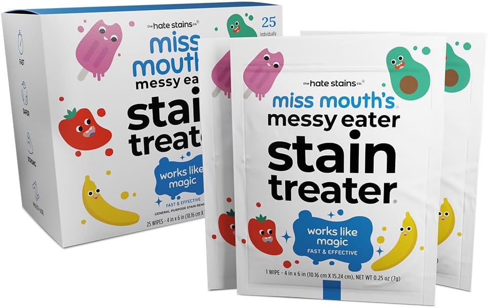 Miss Mouth's Messy Eater Stain Treater Spray - 4oz & 10 Wipes Stain Remover - Newborn & Baby Essentials - No Dry Cleaning Food, Grease, Coffee Off Laundry, Underwear, Fabric