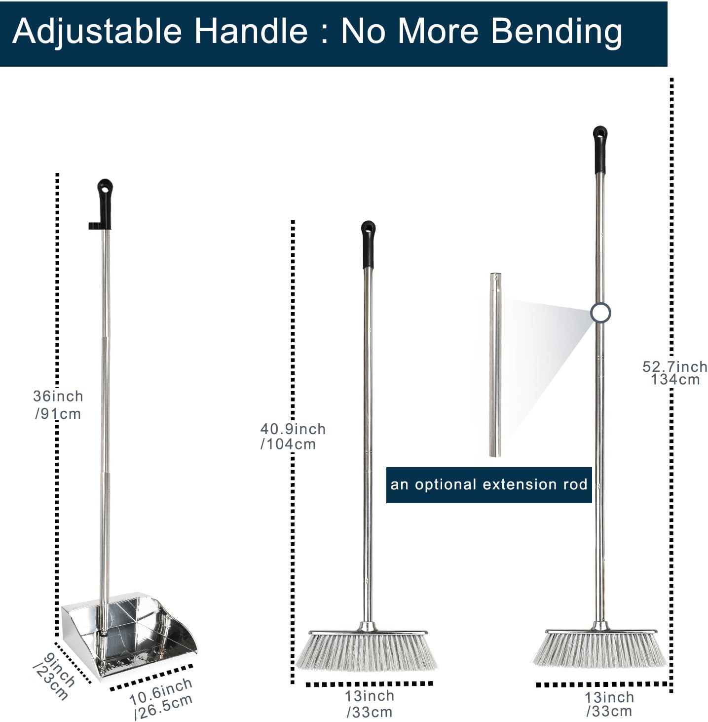 Indoor Soft Bristles Broom and Dustpan Angle Sweeping Dustpan and Broom with Long Handle for Kitchen Hardwood Floor Cleaning (Broom and Dustpan)