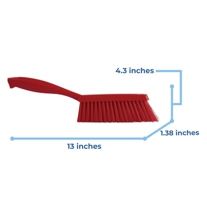 Vikan 45894 Bench Cleaning Brush, Polypropylene/Polyester Medium Bristle Dustpan Brush & Sweeper, 14 Inch, Red