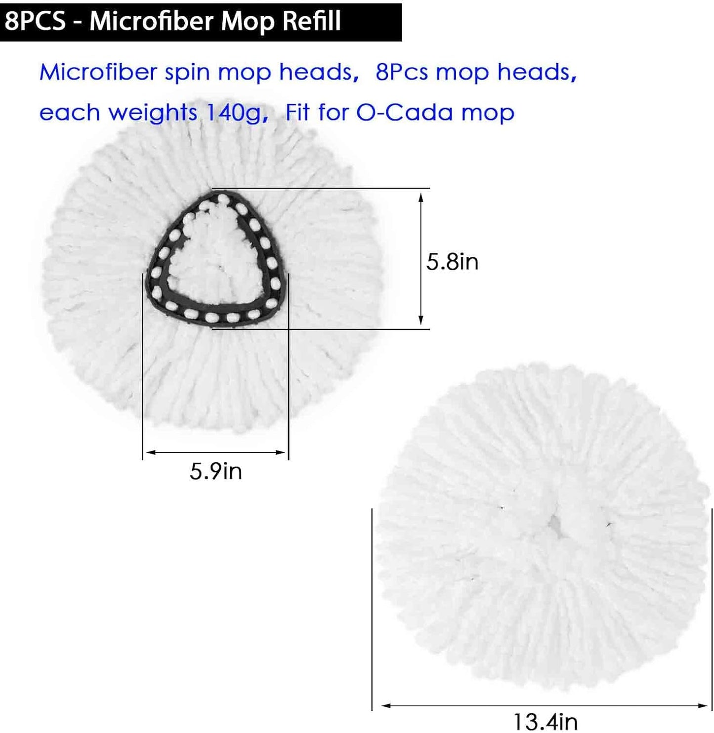 20Pack Spin Mop Replacement Heads,Spinning Mop Replace Head for Floor Cleaning, 100% Microfiber Mop Head Replacement Compatible with Triangle Spin Mop Refill for Easy Wring Mop,White