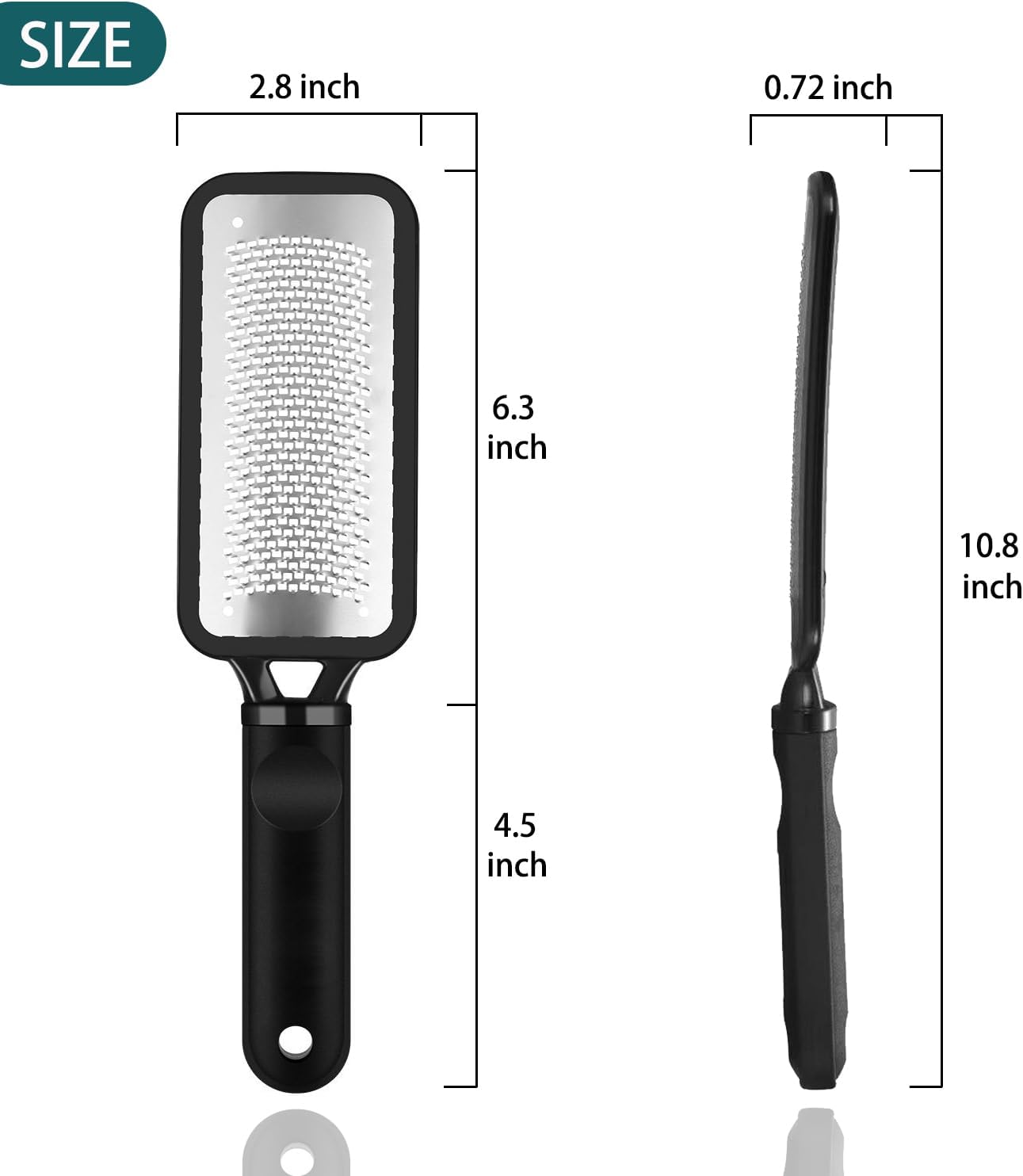 Foot File Foot Scrubber Pedicure, 2 Pcs Stainless Steel Callus Remover for Feet, Professional Foot Grater Rasp Scraper Corns Callous Removers Tool to Hard Skin Corns for Dry and Wet Fee