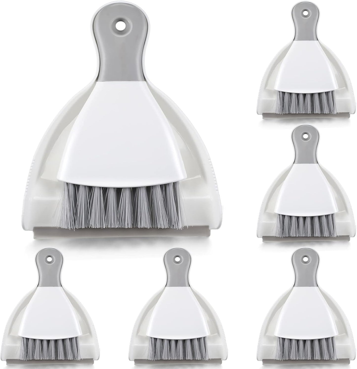 Zopeal 6 Sets Mini Dustpan and Brush Set Small Broom and Dust Pan Portable Multifunctional Whisk Hand for Car Table Desk Countertop Keyboard Kitchen Cat Dog Nest Home Cleaning Tool