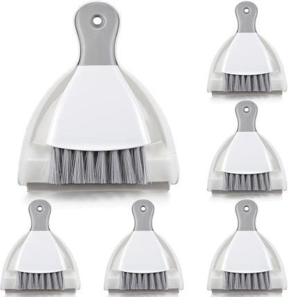 Zopeal 6 Sets Mini Dustpan and Brush Set Small Broom and Dust Pan Portable Multifunctional Whisk Hand for Car Table Desk Countertop Keyboard Kitchen Cat Dog Nest Home Cleaning Tool