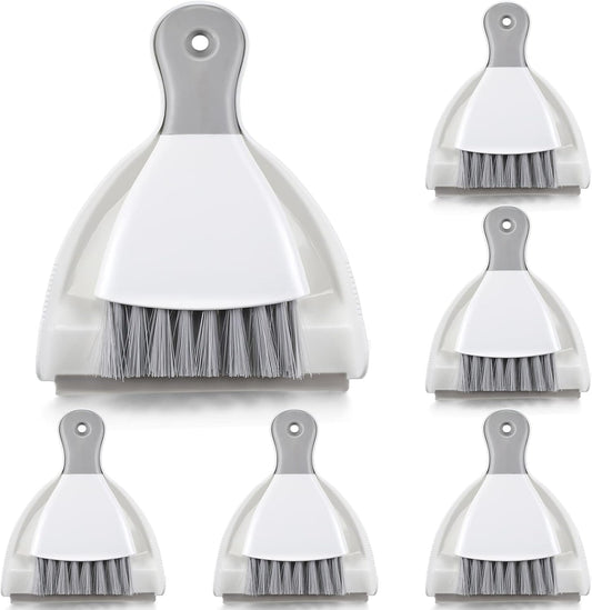 Zopeal 6 Sets Mini Dustpan and Brush Set Small Broom and Dust Pan Portable Multifunctional Whisk Hand for Car Table Desk Countertop Keyboard Kitchen Cat Dog Nest Home Cleaning Tool