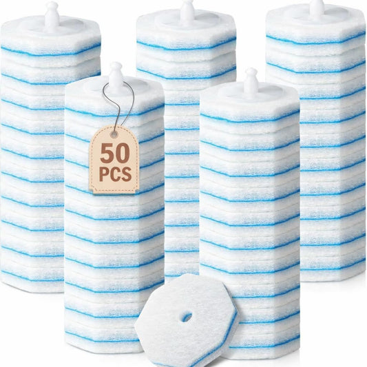 50 Count Toilet Wand Refills, Disposable Toilet Brush Refill Heads Compatible with Household Brushes Scrubbers, 3-Layer Scrubbing Pads for Quick Bathroom Toilet Bowl Cleaners Local Stock (Blue(50pcs))