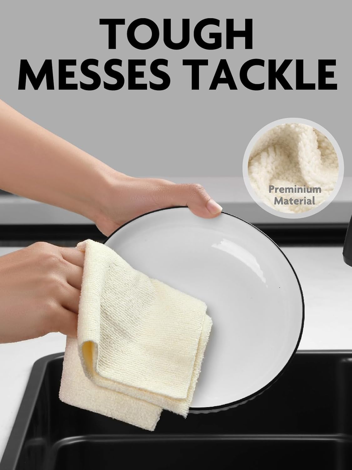 Fantasticlean Kitchen Towels - 40 Sheets - Reusable Washable Dishcloth Rolls, Super Absorbent, Premium Microfiber Cleaning Cloths, 10'' by 10'' (Beige, MossGreen)