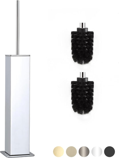 BVL Toilet Brush and Holder Set Brushed Nickel Stainless Steel 304 Square Freestanding Toilet Brush for Bathroom