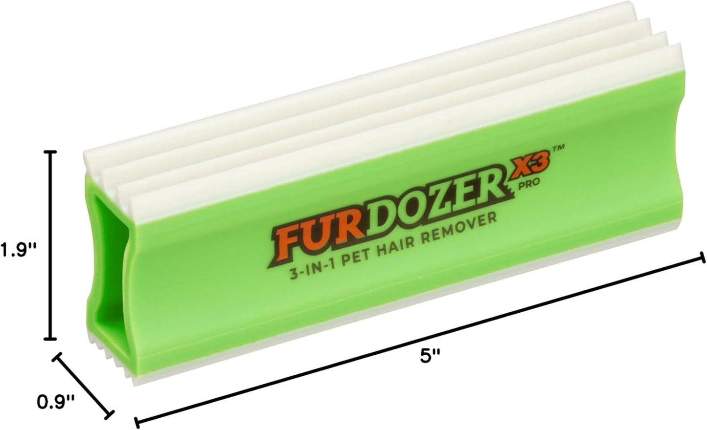 FurDozer Pet Hair Remover & Auto Detailing Tools - Cat & Dog Hair Remover for Carpets, Car Interiors, Couches, Bedding, & Pet Furniture (Gray, X3 PRO - 5" Long)