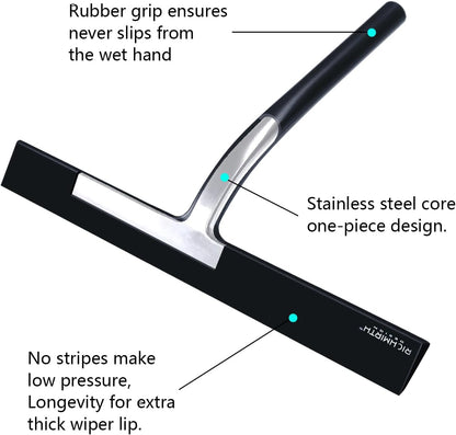 Shower Squeegee for Glass Doors, RICHMIRTH 11" Inch Width Silicone Rubber Blade Squeegee Window Cleaner Tool Squeegee for Shower Glass Doors Bathroom