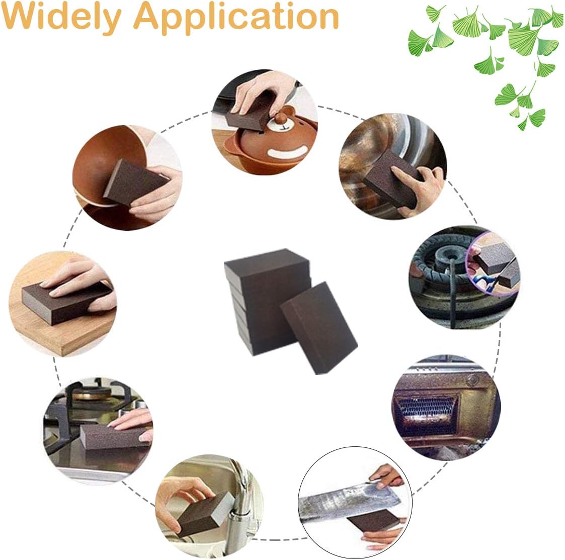 Krisler Carborundum Sponge Nano Emery Sponges Caspian Stone Pot Clean Brush Rust Eraser Grit Scouring Pads Pot Cleaning Pads with Carborundum Washing Kitchen Cleaner Tool 8pc