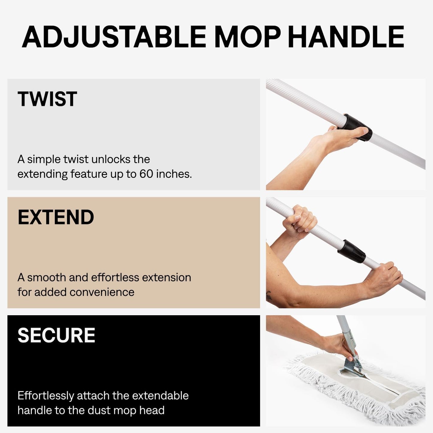 Commercial Dust Mop – 18 Inch Floor Sweeper for Hardwood, Reusable Cotton Mop Head, Extendable Handle, Dry Mop for Floor Cleaning & Janitorial Supplies