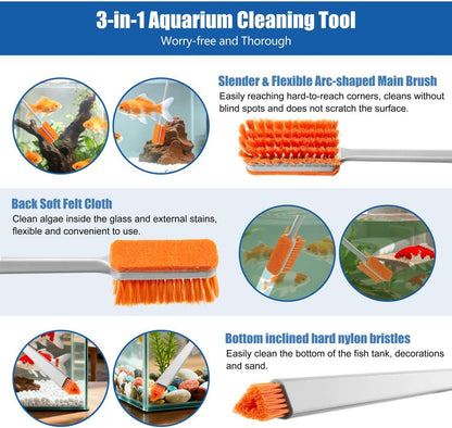 DaToo Small Glass Aguarium Cleaning Tool Algae Scraper for Acrylic Aquariums Fish Tank Cleaner Brush (Longer Size)