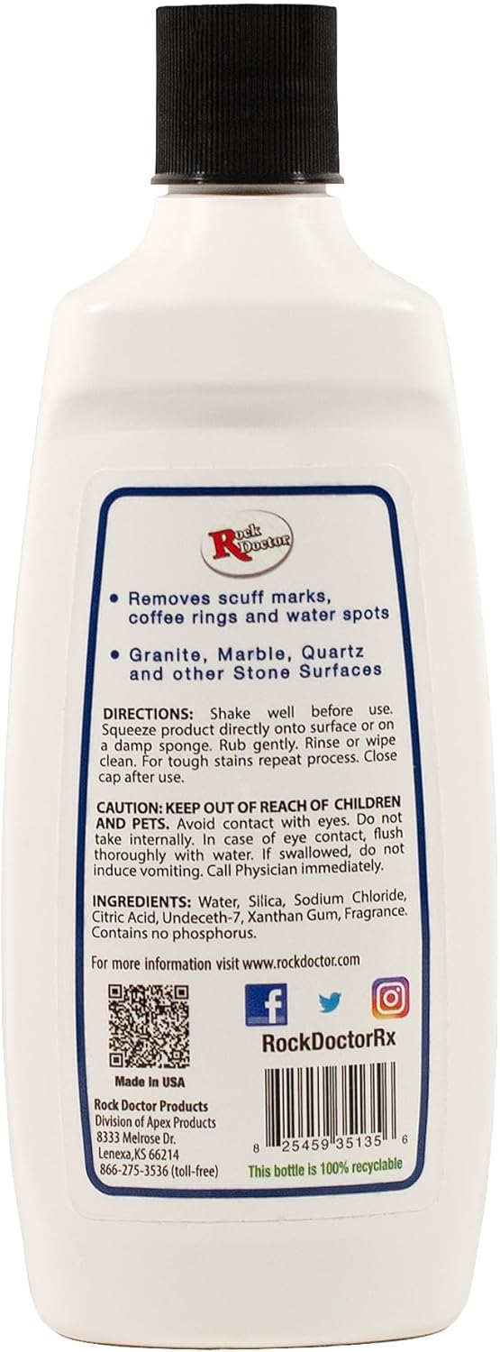 Rock Doctor Spot & Ring Remover, Works on Granite, Marble, Countertop & Quartz, Hard Water Mark & Spot Remover, Remove Coffee & Scuff Mark, 14 oz. Pack of 1