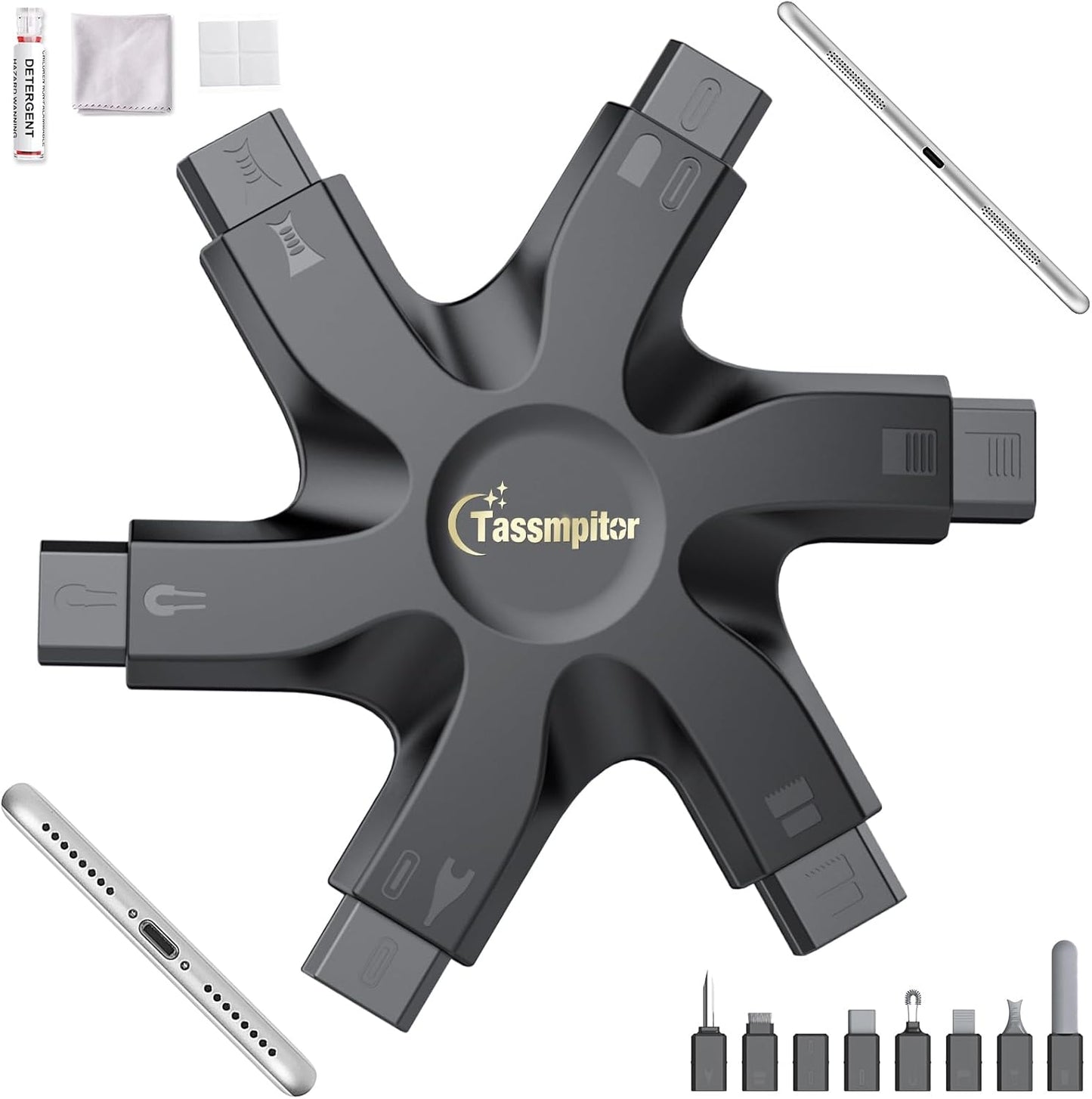 Tassmpitor for iPhone Cleaning Kit Port Cleaner, Repair and Restore Tool for iPad Pro Watch Cell Phone Charging Port, Lightning Charger Cables Speaker Airpod Cleaning Putty Dust for All Devices