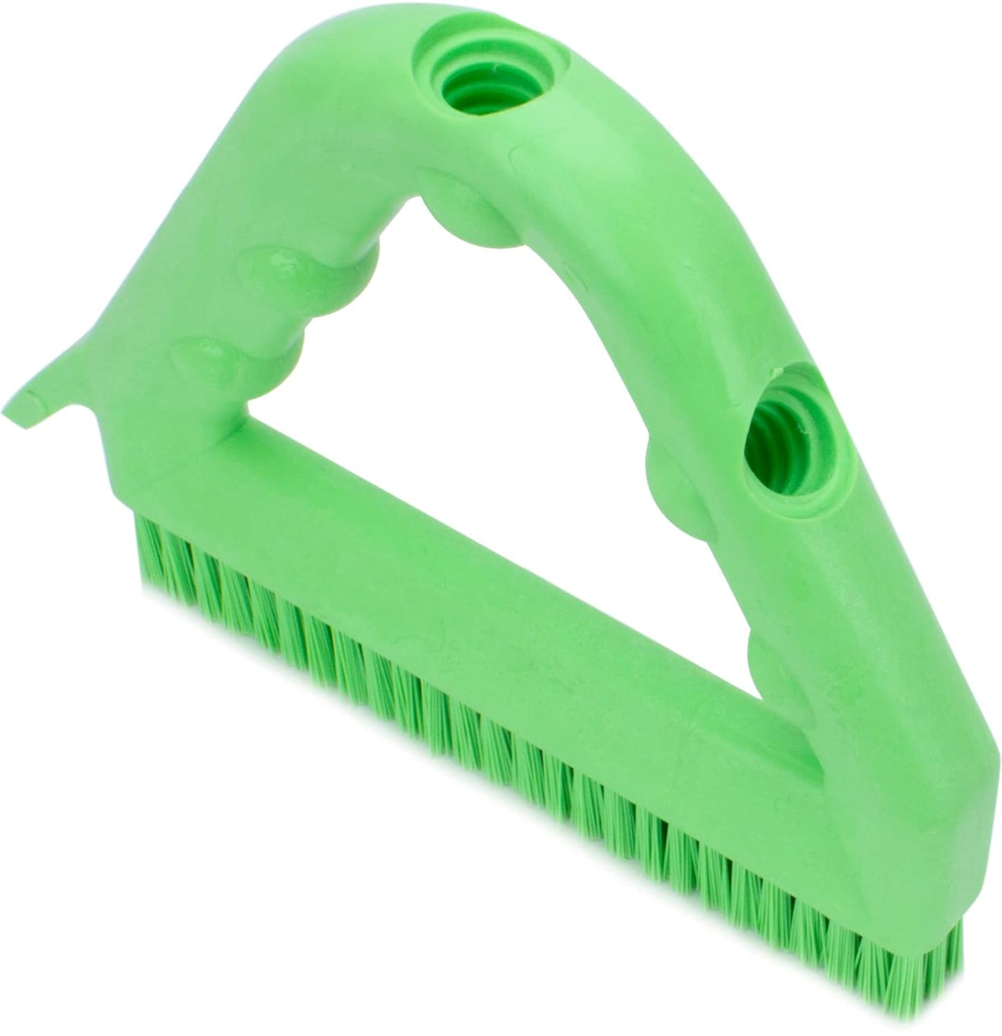 SPARTA Plastic Commercial Grout Brush, Triangle-Shaped Scrub Brush with Scraper and Two Threaded Holes for Attaching Handle (Sold Separately), 9 x 7 x 7 Inches, Gray