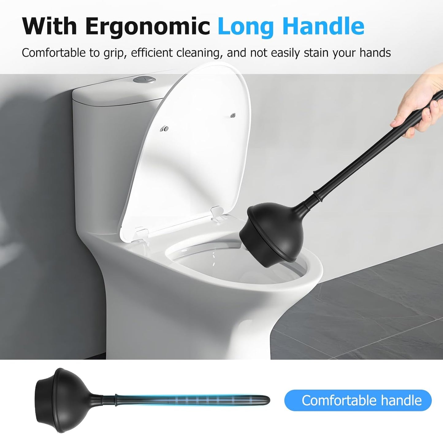 Toilet Brush and Plunger Set, 2 Packs Toilet Plungers for Bathroom Heavy Duty Toilet Bowl Brush and Holder Hidden Toilet Plunger and Brush Set for Deeply Cleaning (White)