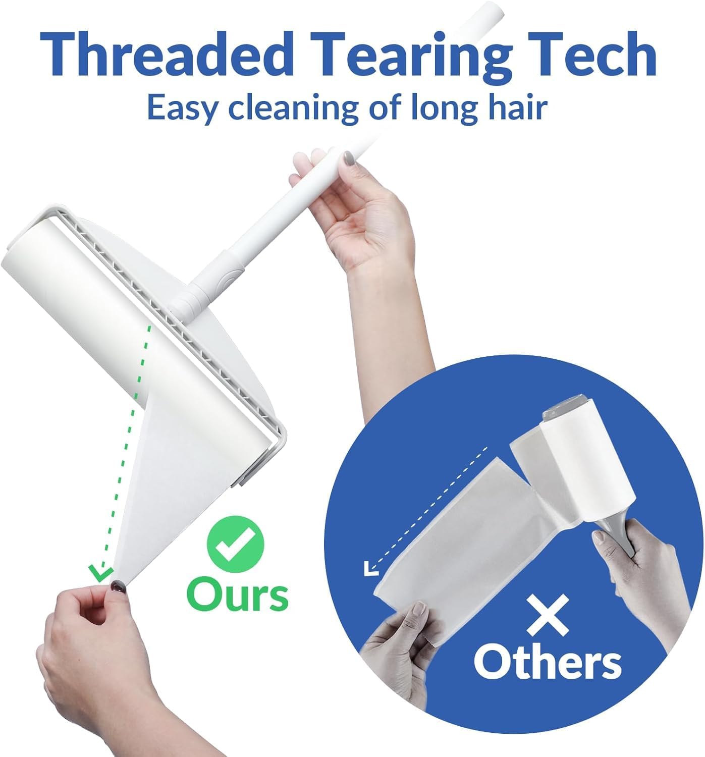 Large Lint Rollers for Carpet: Sticky Rollers for Floor DELOMO 9.45 in with 3 Extendable Handle, Long Handle Sticky Mop for Cleaning Carpets, Cars, Bedding, Couches, and Pet Hair - for Pet Homes