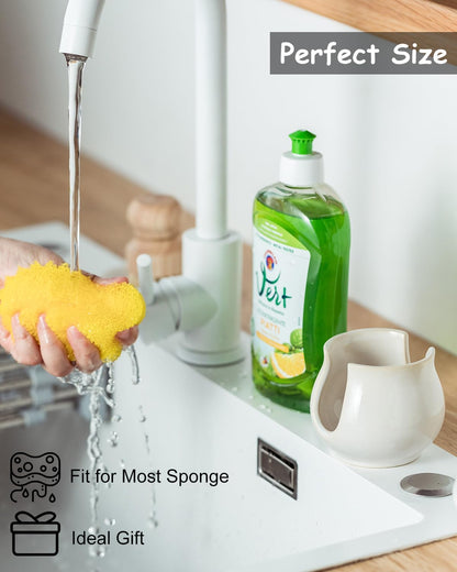 Zoeeker Sponge Holder for Kitchen Sink, Ceramic Dish Sponge Dish Rack Scrubby Caddy Kitchen Organizer Cute Sink Caddy Organizer, Farmhouse Decor, Speckled Glaze