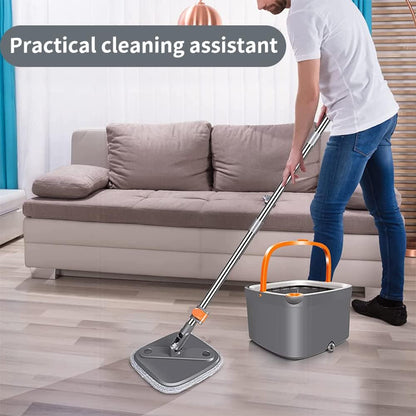 4PC Pads for KZKR Spin Mop and Bucket Set with Self Separation Dirty and Clean Water System, Self Wringing Rotating Square Mop-Head for Hardwood Tile Marble Floors